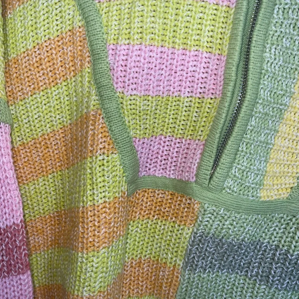 STAUD Cropped Hampton Yellow and Green Knit Sweater - Picture 5 of 6